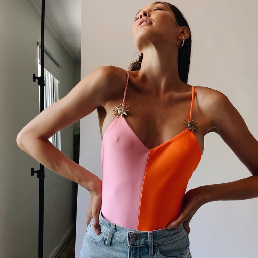 Vibrant Pink and Orange Women's One Piece Swimsuit